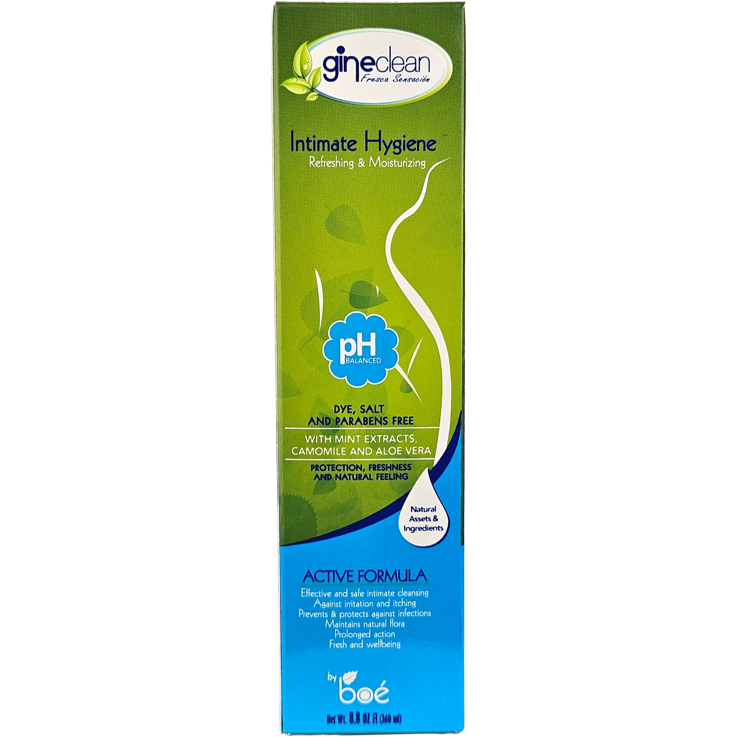 Gineclean Feminine Wash 8.8 oz - Natural Intimate Cleanser with Mint