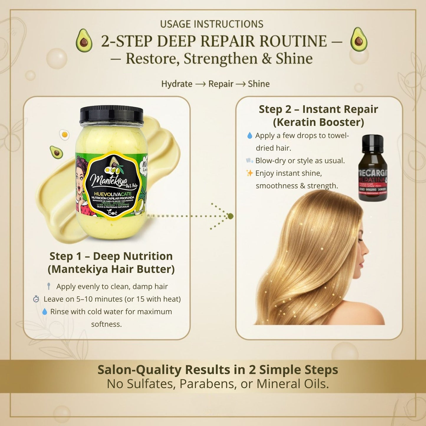 Mantekiya Pal Pelo Hair Butter + Keratin Booster Duo - Deep Hair Repair & Hydration Bundle