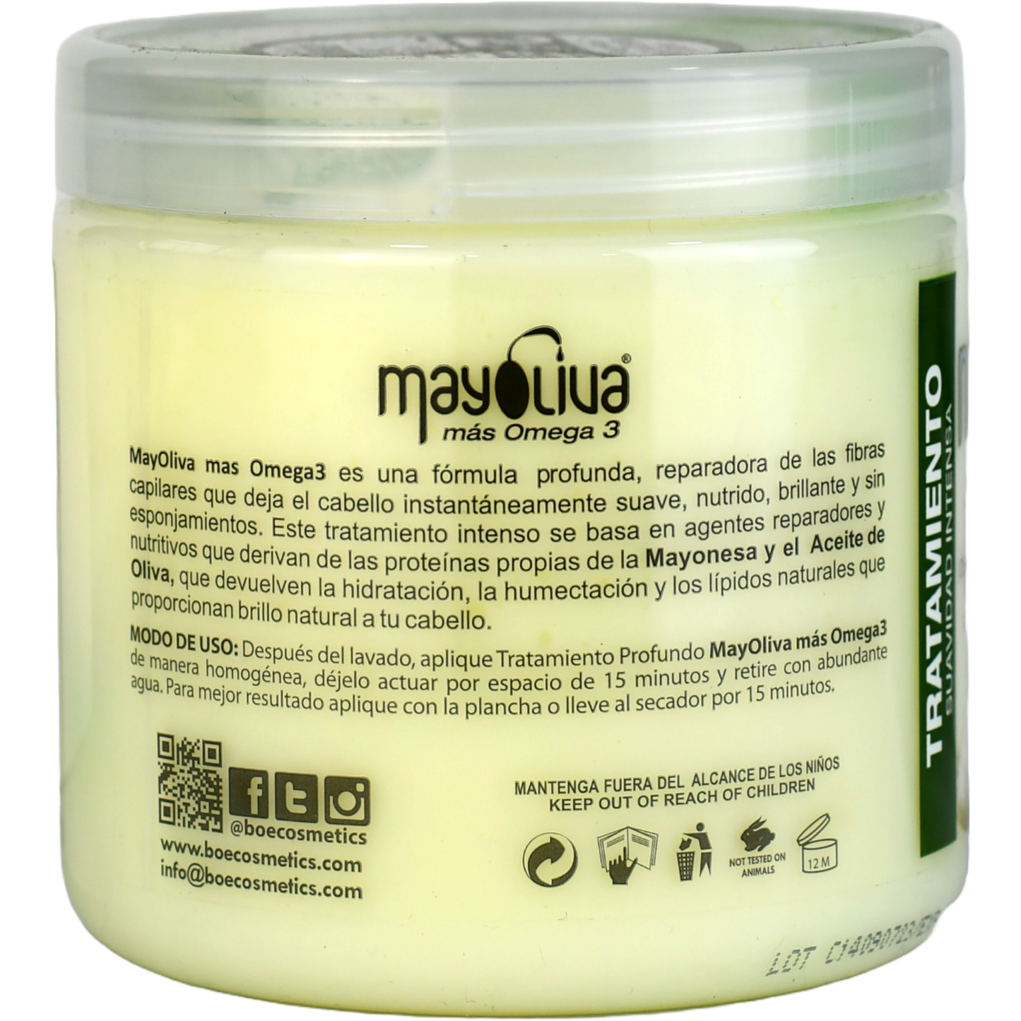 MayOliva Omega 3 Intensive Conditioning Therapy 16 oz - Deep Repair Hair Mask for Dry & Damaged Hair