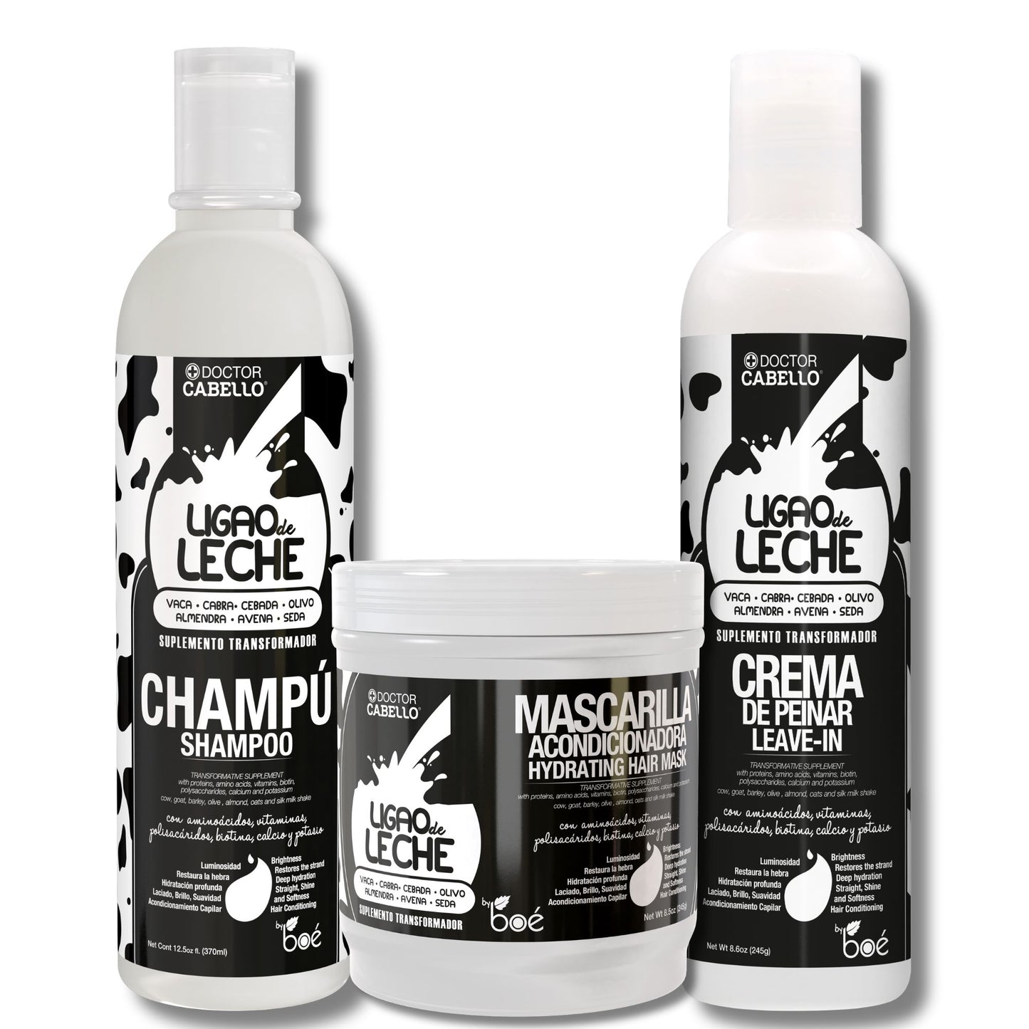 Ligao de Leche 3-Step Milk Protein Hair Repair Set - Biotin & Collagen Strengthening System
