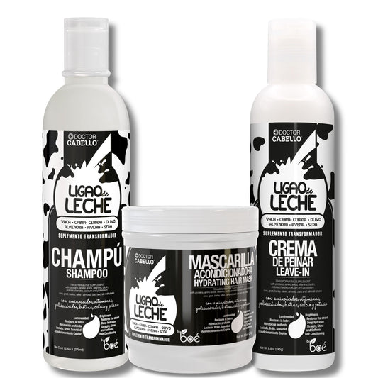 Ligao de Leche 3-Step Milk Protein Hair Repair Set - Biotin & Collagen Strengthening System