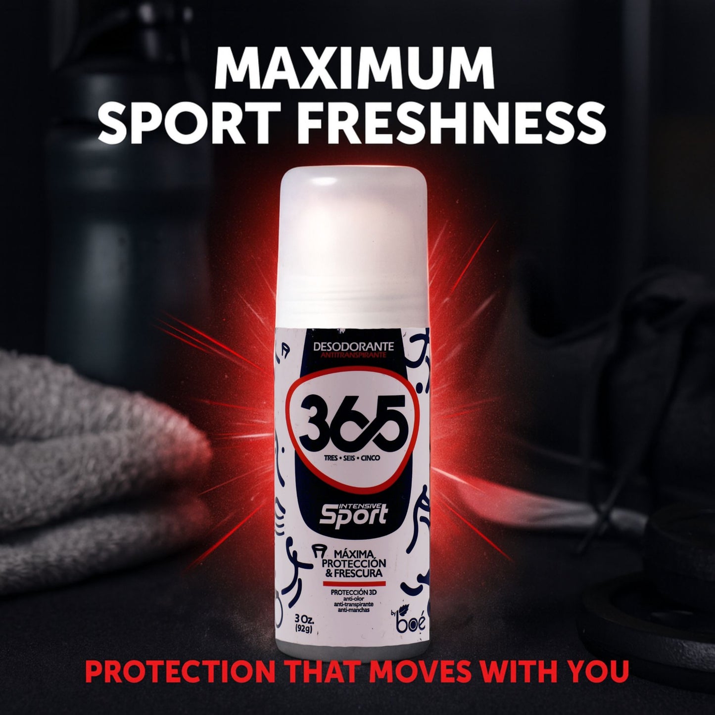 365 Intense Sport Antiperspirant Deodorant 3 oz - 3D Protection: Anti-Odor, Anti-Perspirant