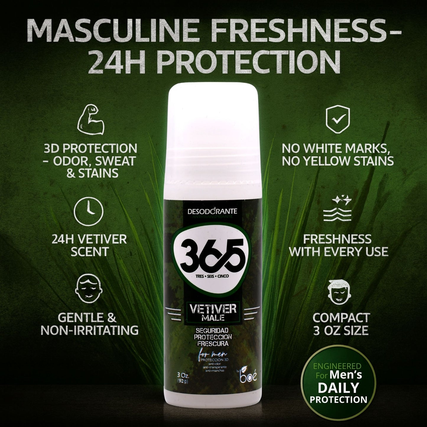 365 Vetiver Antiperspirant Deodorant for Men 3 oz