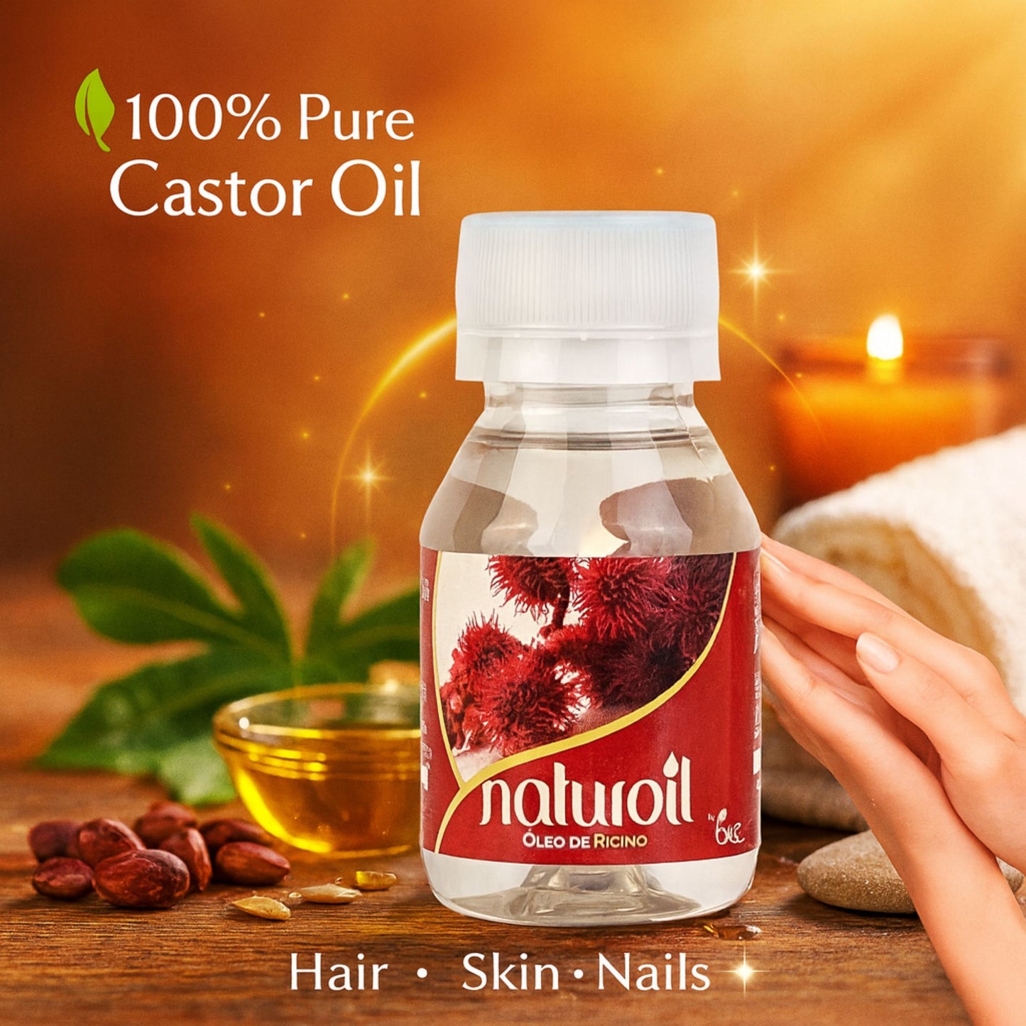 Naturoil Castor Oil for Hair, Skin & Nails 2 oz - Rich in Fatty Acids & Vitamin E