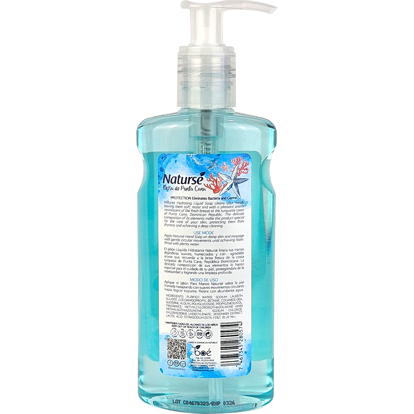 Boe Naturse Hydrating Hand Soap 10 oz - Brisas de Punta Cana Scent - Moisturizing Antibacterial Liquid Soap