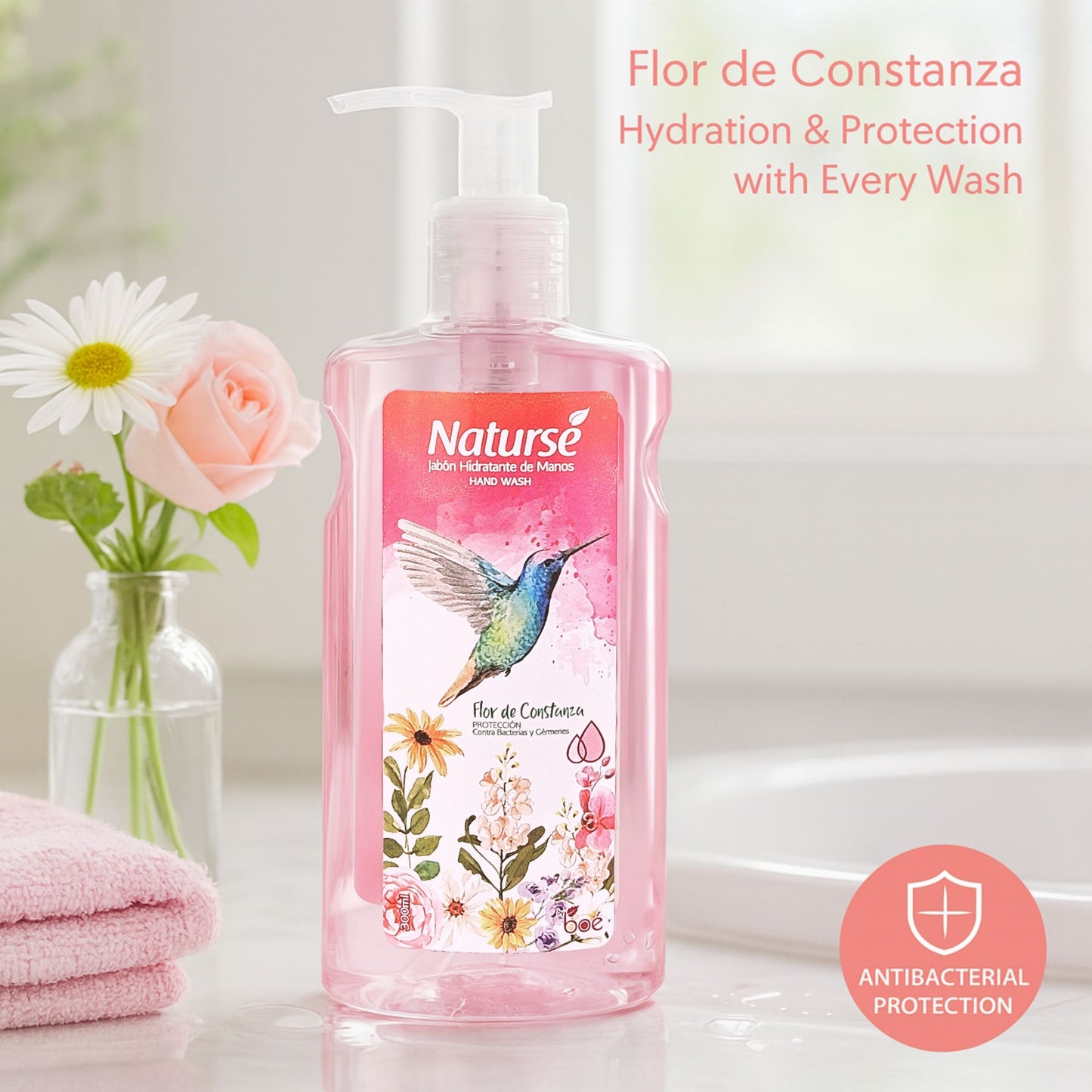 Boe Naturse Hand Soap 10 oz -  Hydrating Antibacterial Soap with Floral Scent