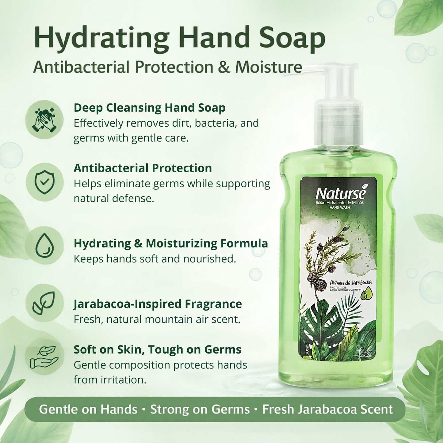 Boe Naturse Hydrating Hand Soap 10 oz - Jarabacoa Scent - Moisturizing Liquid Soap