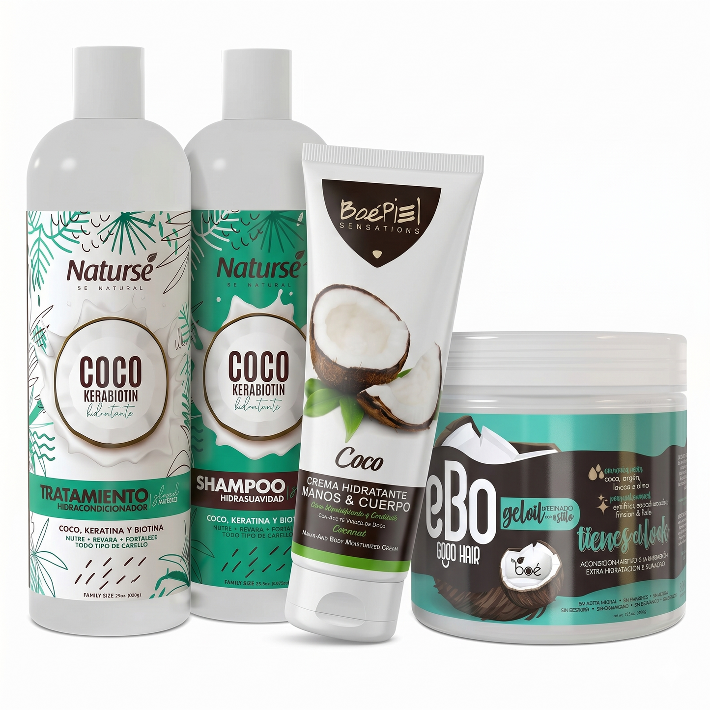 Coconut Hydration Head-to-Toe Kit: Shampoo, Conditioning Treatment, Styling Gel-Oil & Body Lotion