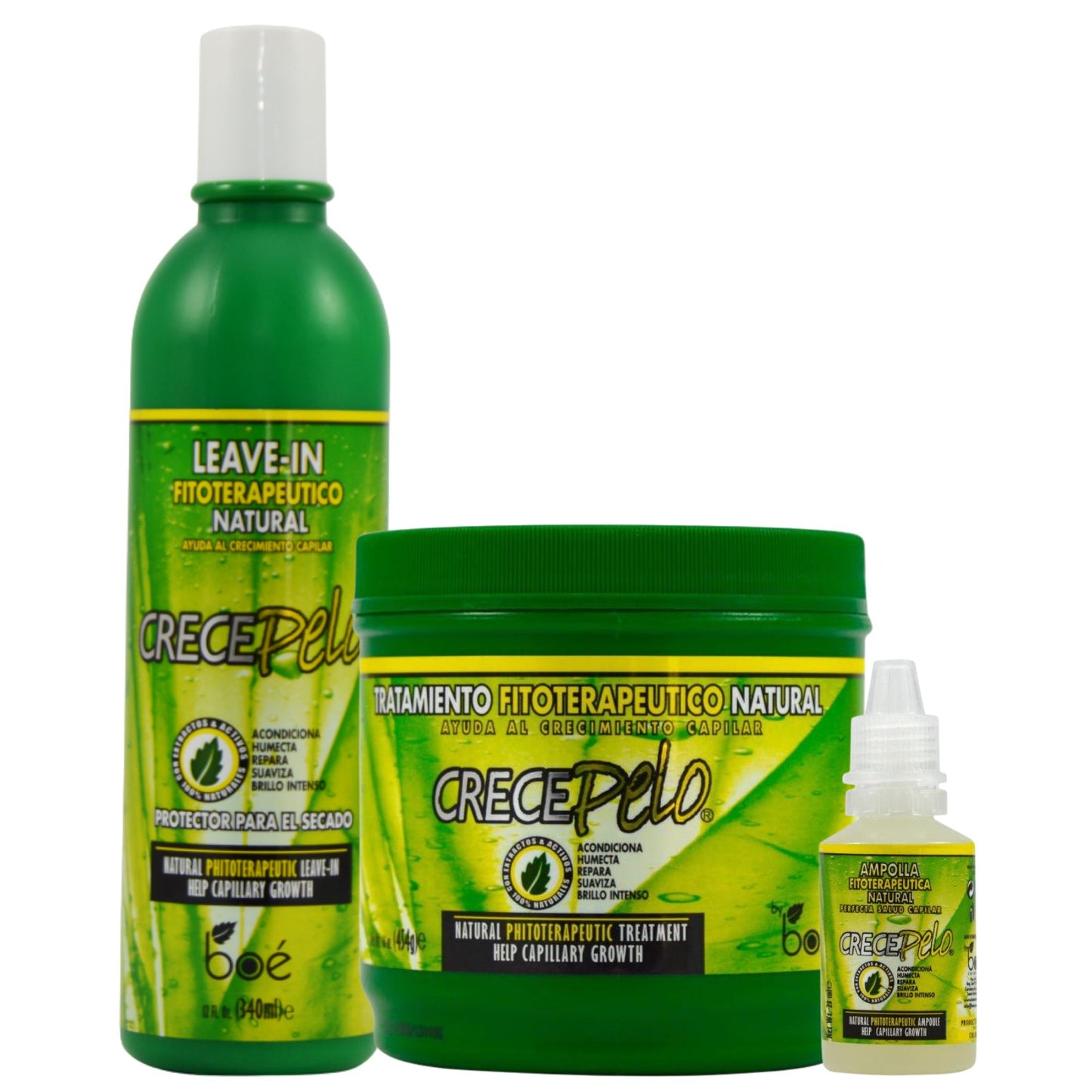 CrecePelo 3-Step Hair Growth & Repair Bundle - Leave-In Cream + Deep Conditioning Mask + Natural Ampoule