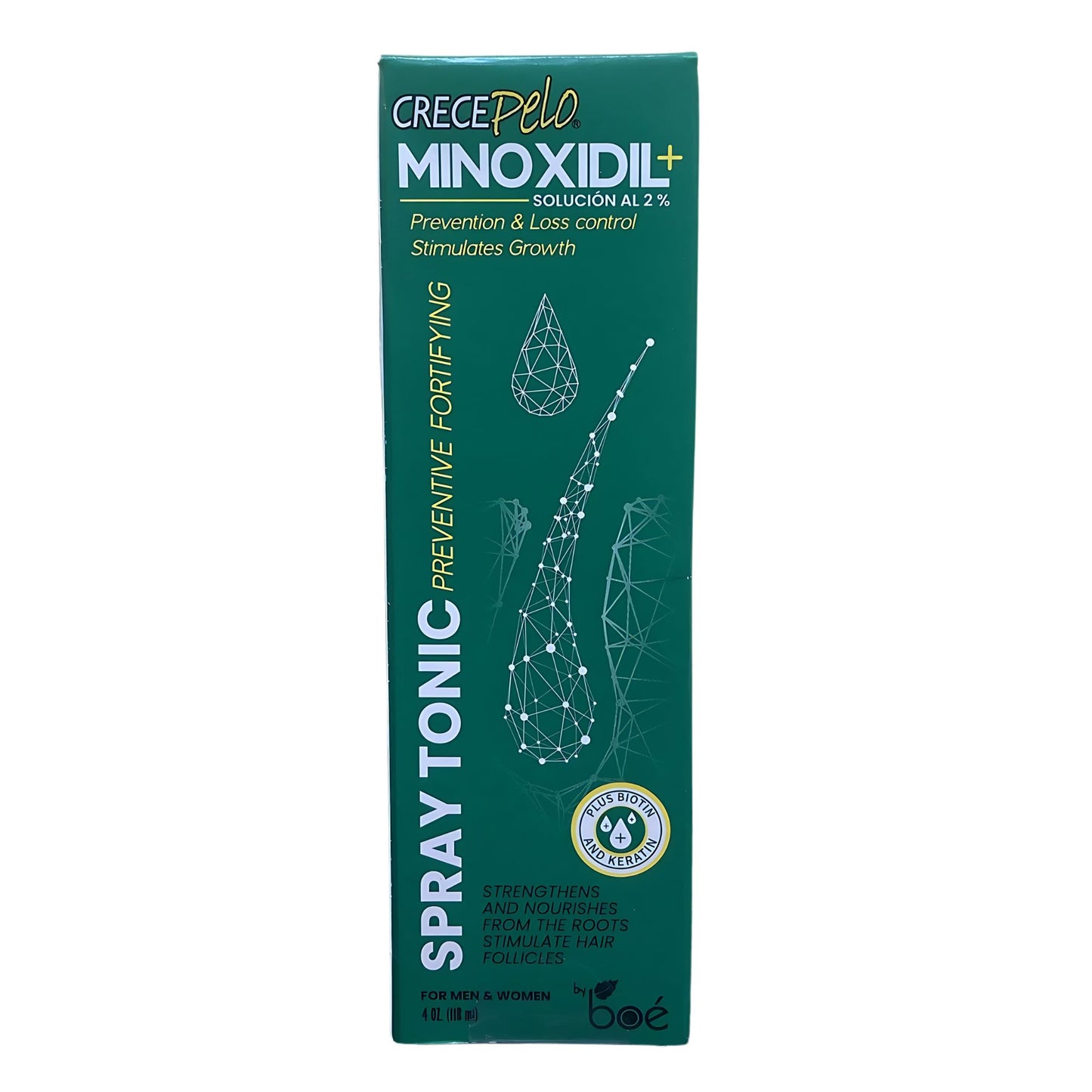 CrecePelo Minoxidil 2% Hair Spray Tonic 4 oz - Anti-hair loss Treatment