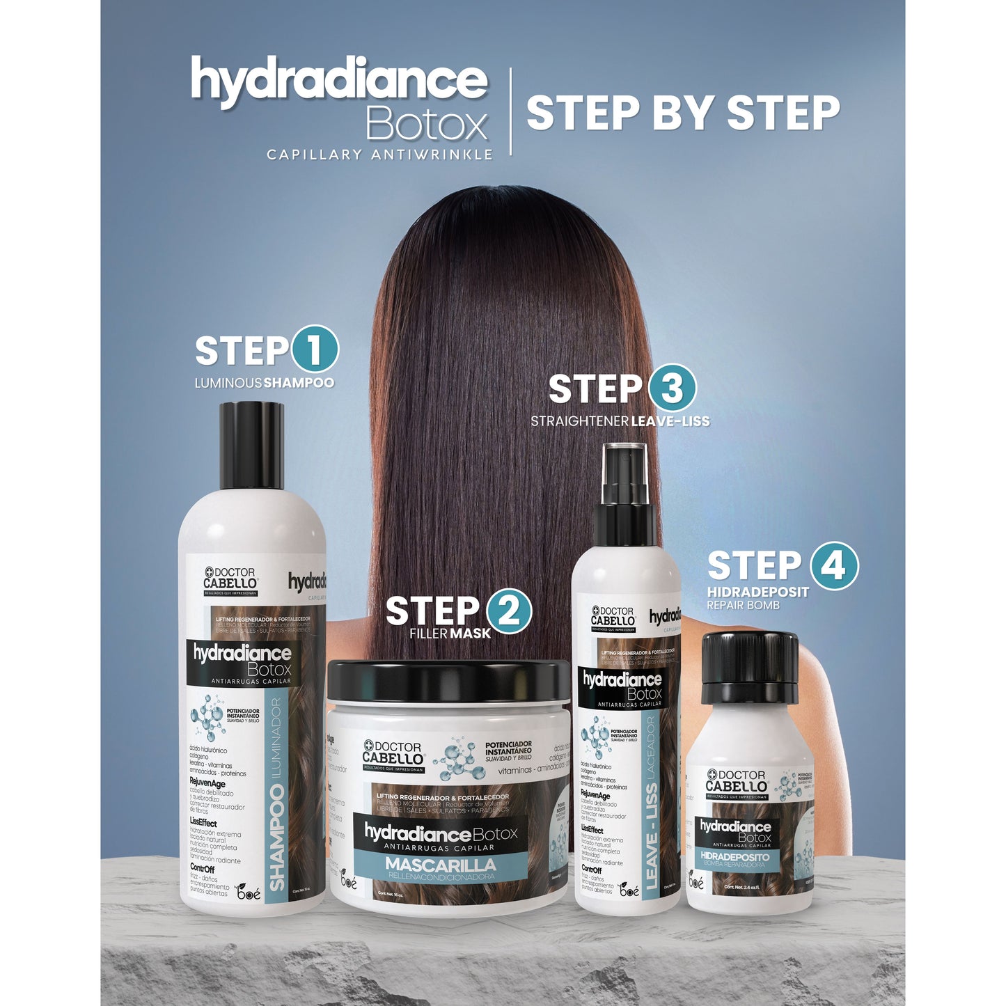 Doctor Cabello Hydradiance Hair Kit 4-in-1 – With Hyaluronic Acid, Collagen & Keratin