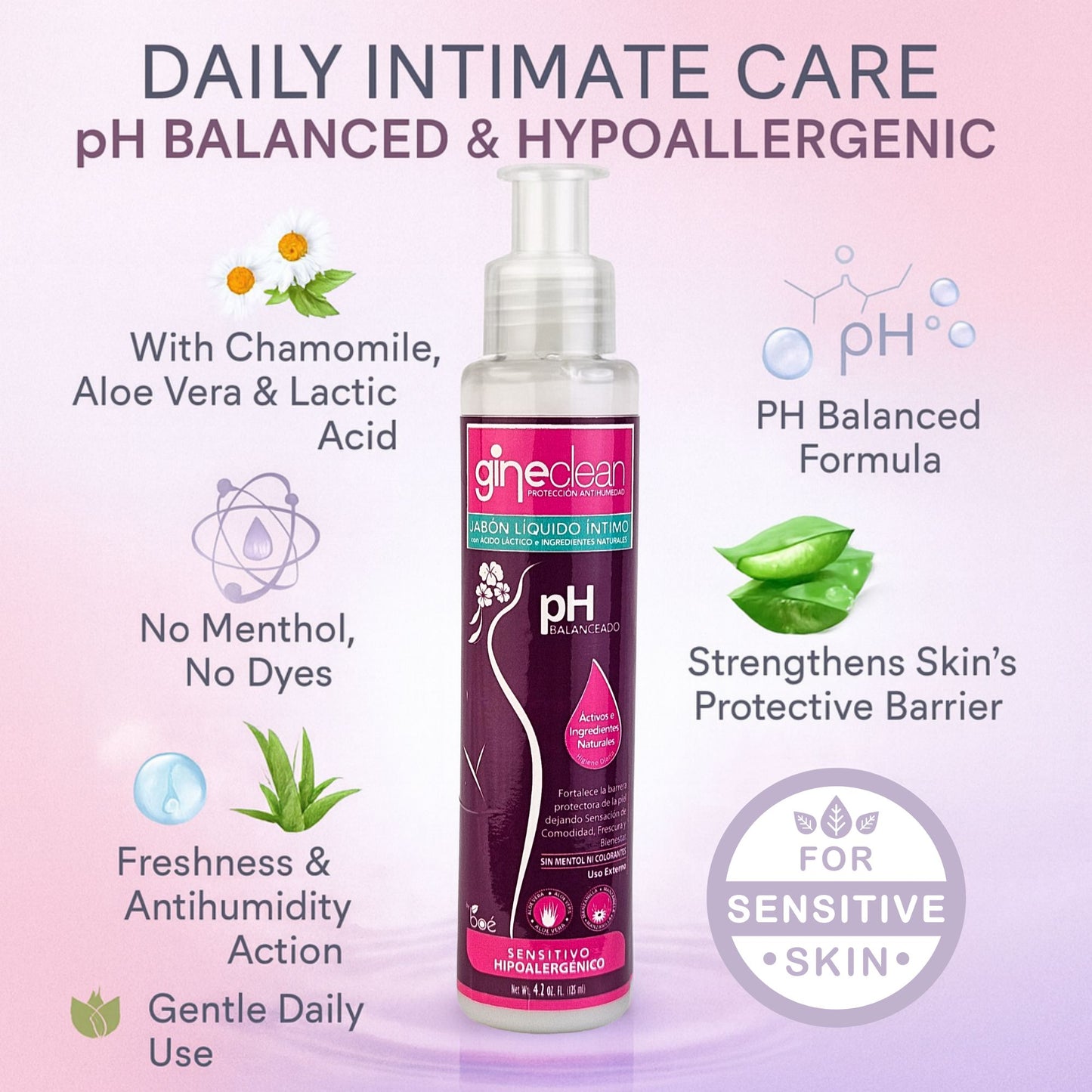 Gineclean Antihumidity Intimate Liquid Soap 4.2 oz - Daily Feminine Wash