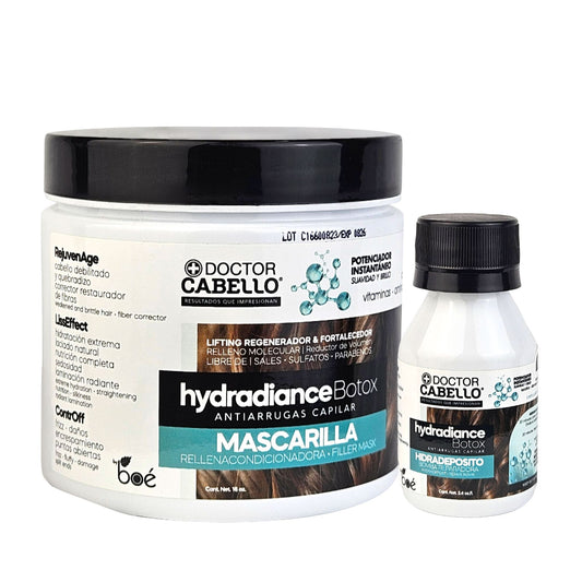 Hydradiance Botox Hair Repair Bundle - Anti-Frizz Hair Filler Mask 16 oz + Anti-Wrinkle Hair Bomb 2.4 oz