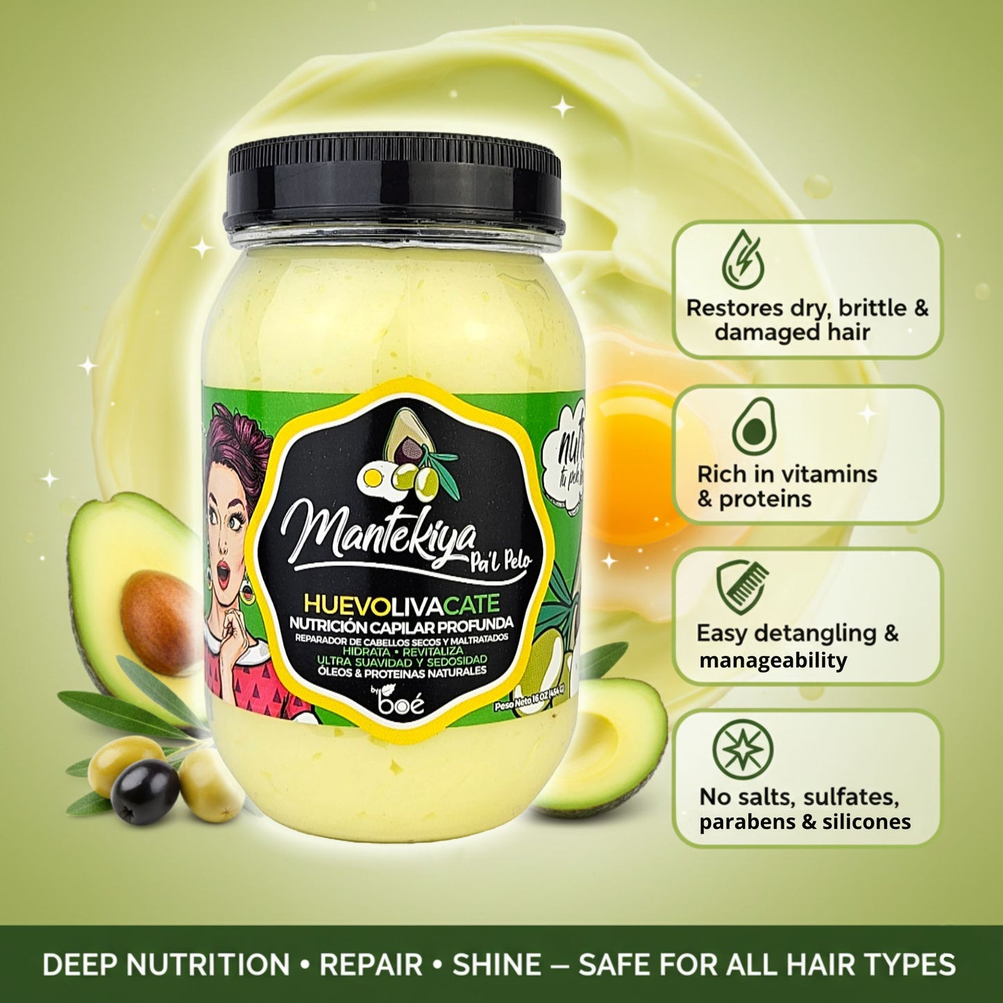 Mantekiya Pal Pelo Hair Butter 16 oz - Deep Nutrition for Dry & Damaged Hair