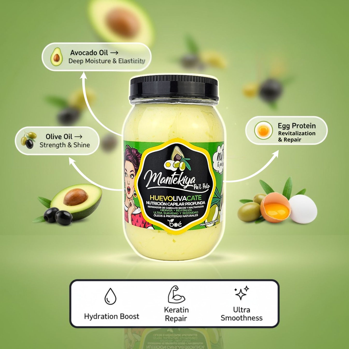 Mantekiya Pal Pelo Hair Butter 16 oz - Deep Nutrition for Dry & Damaged Hair