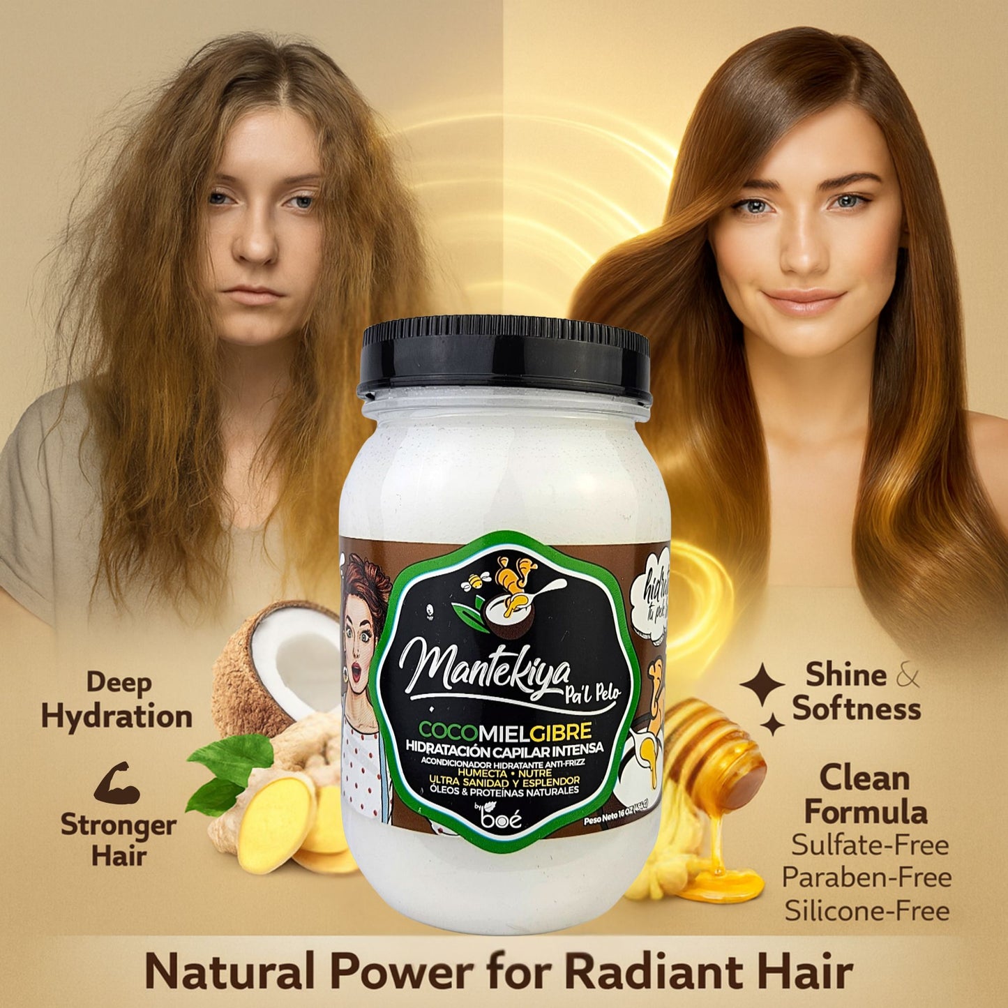 Mantekiya Pal Pelo Hair Butter 16 oz - Intense Hydration with Coconut