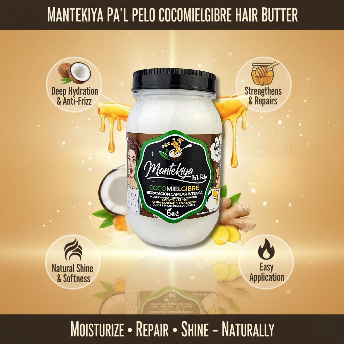 Mantekiya Pal Pelo Hair Butter 16 oz - Intense Hydration with Coconut