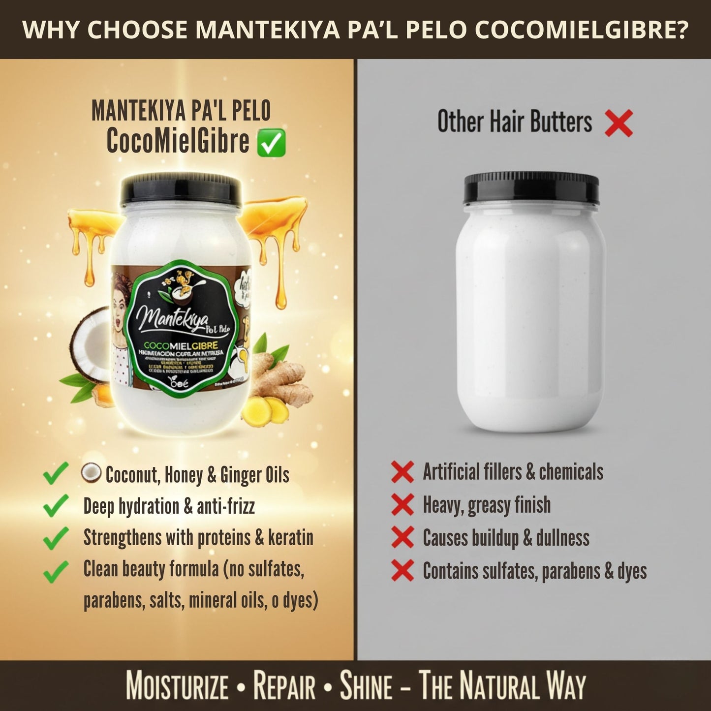 Mantekiya Pal Pelo Hair Butter 16 oz - Intense Hydration with Coconut