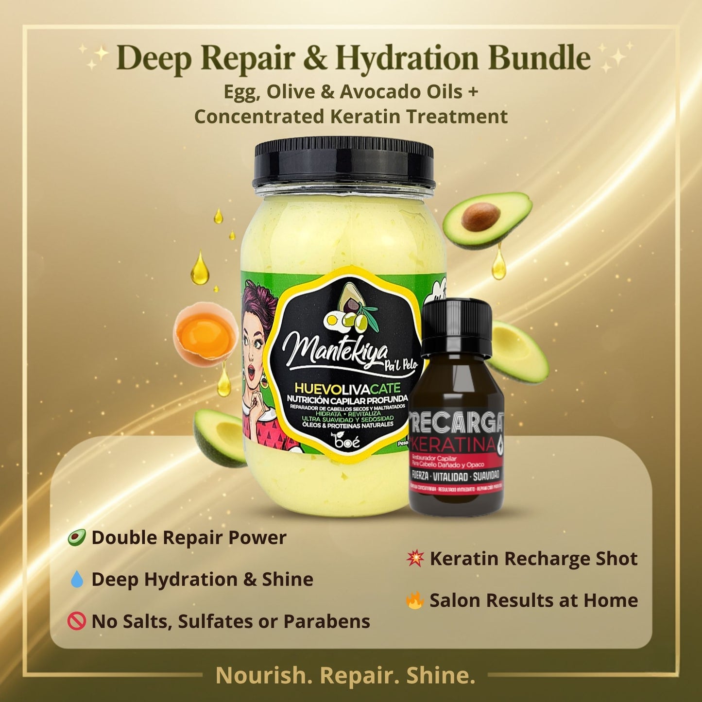Mantekiya Pal Pelo Hair Butter + Keratin Booster Duo - Deep Hair Repair & Hydration Bundle