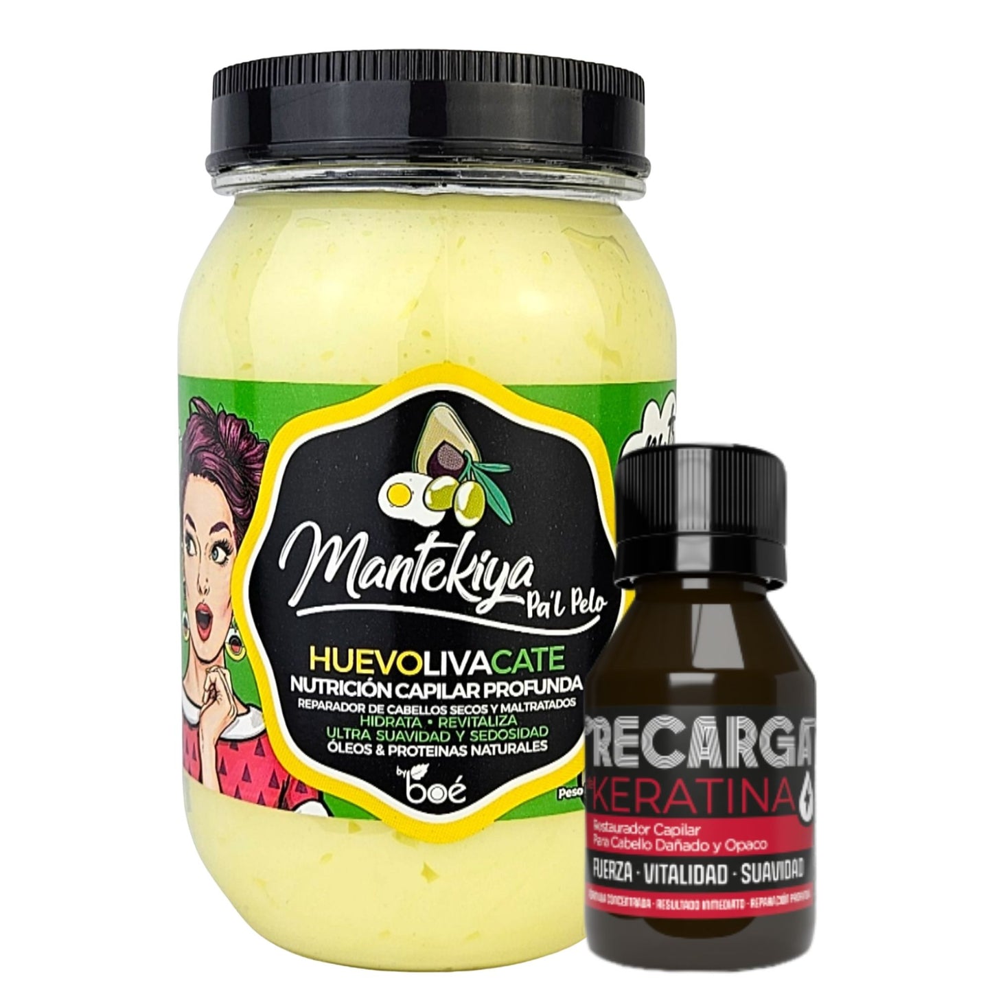 Mantekiya Pal Pelo Hair Butter + Keratin Booster Duo - Deep Hair Repair & Hydration Bundle