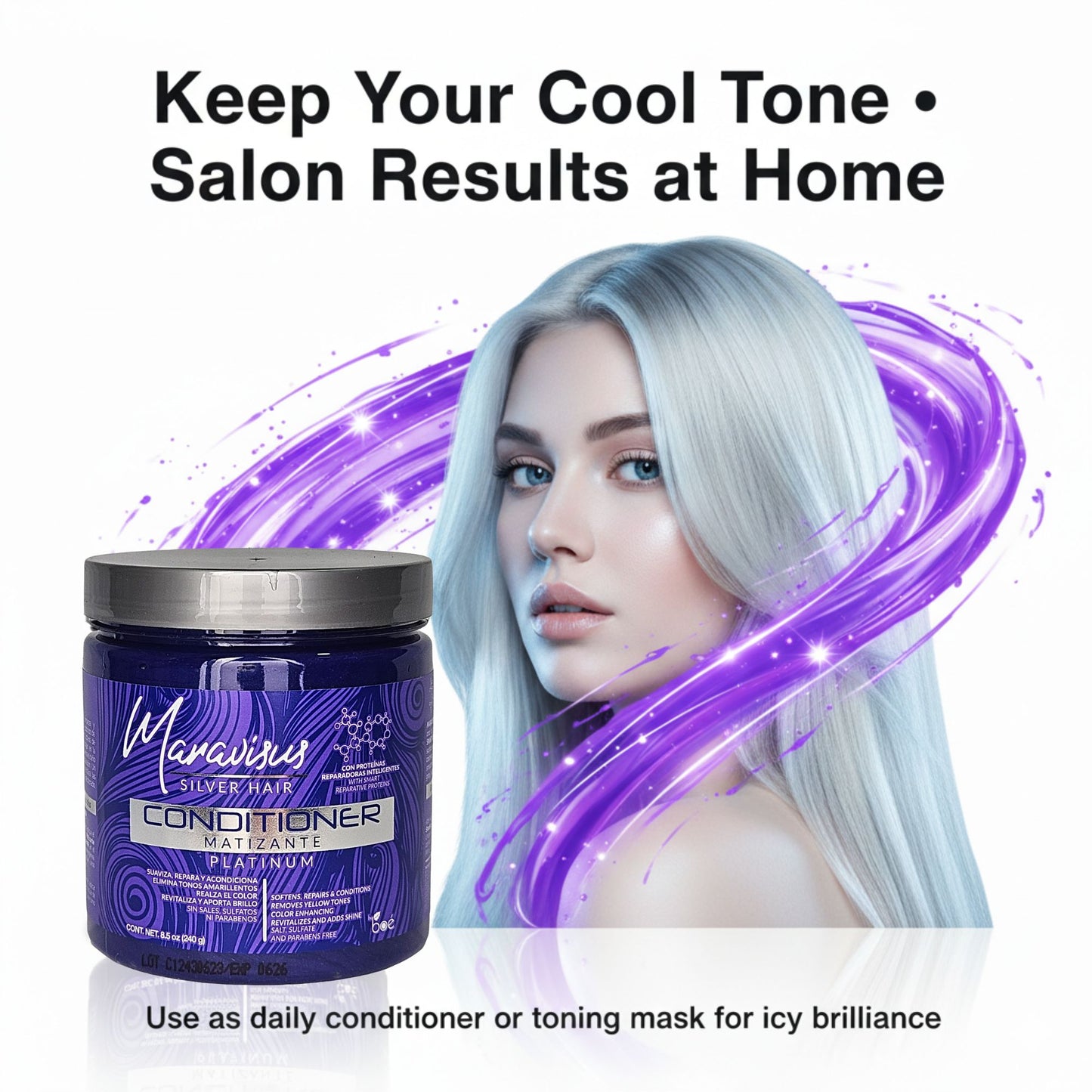 Maravisus Silver Hair Conditioner 8.5 oz - Purple Toning Conditioner