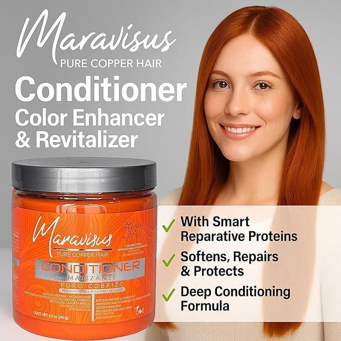 Maravisus Pure Copper Hair Conditioner 8.5 oz - Color Enhancer & Revitalizer for Dyed and Bleached Hair