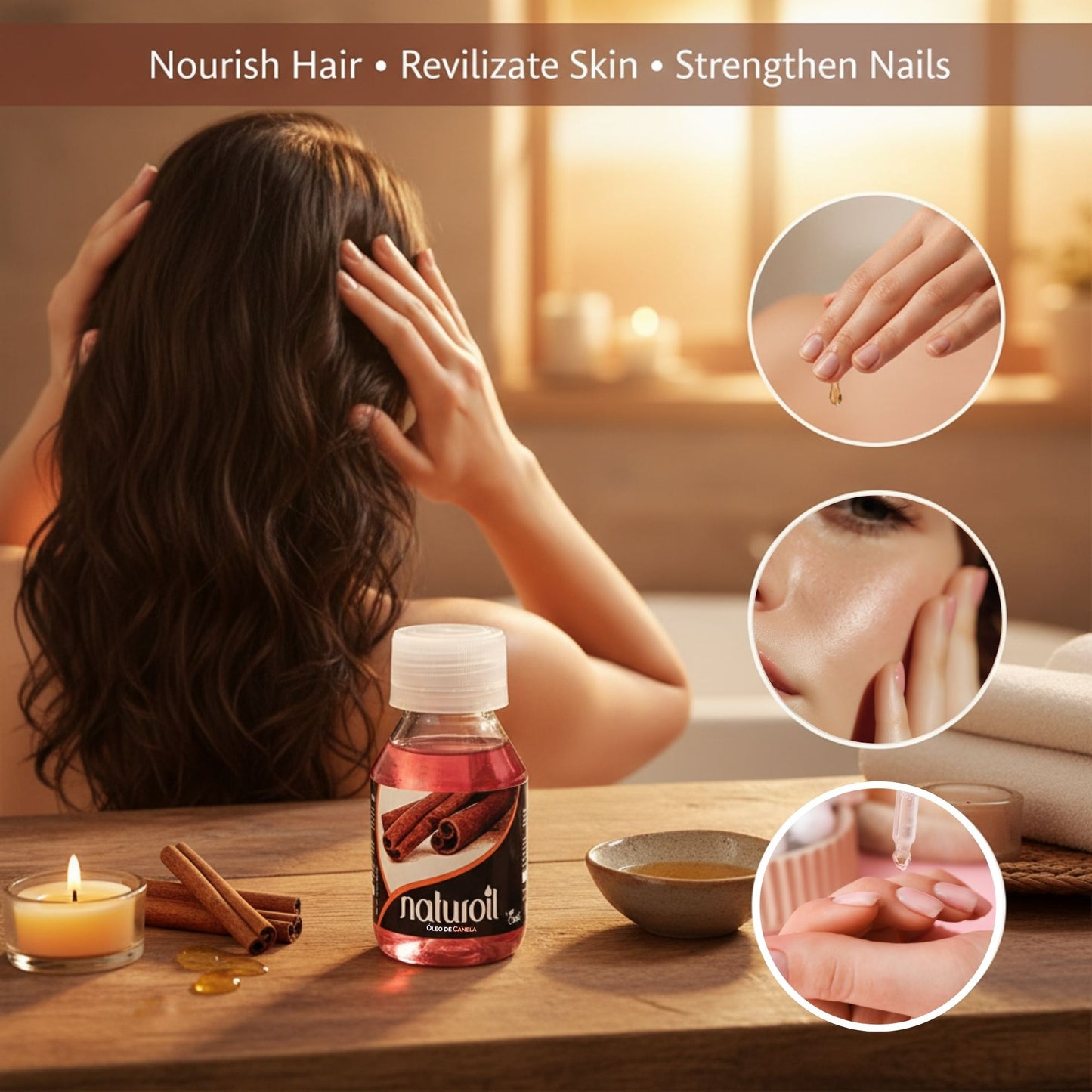 Naturoil Cinnamon Oil for Hair, Skin & Nails 2 oz - Stimulating Beauty Oil