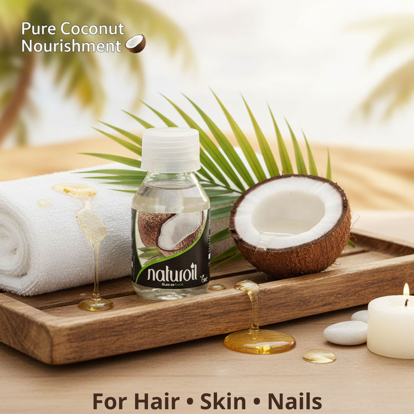 Naturoil Coconut Oil for Hair, Skin & Nails 2 oz - Moisturizing & Repairing Beauty Oil