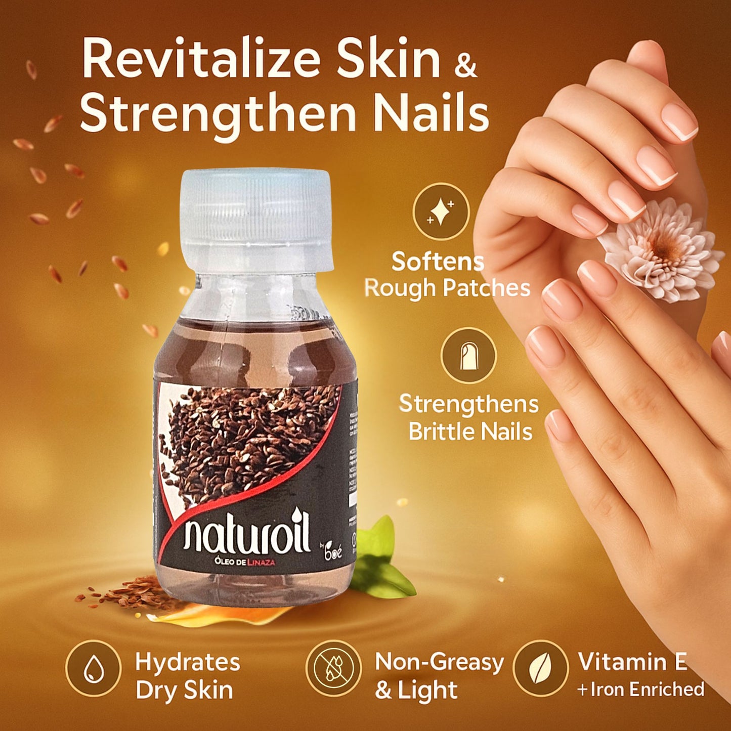 Naturoil Linseed Oil 2 oz - Multi-Use Oil for Hair, Skin & Nails