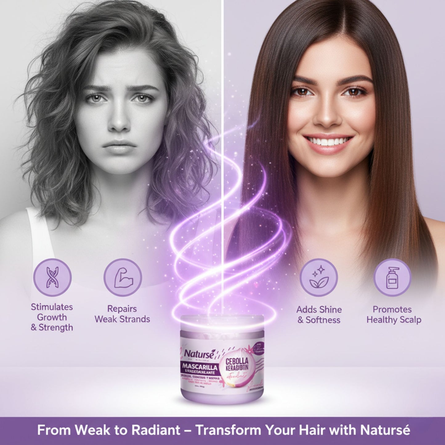 Naturse Vita-Stimulating Hair Mask 16 oz - Onion, Keratin & Biotin Treatment