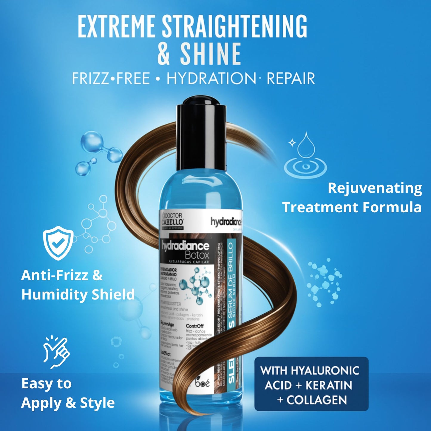 Hydradiance Botox SleekLiss Shine Serum 4 oz - Anti-Frizz Smoothing Treatment