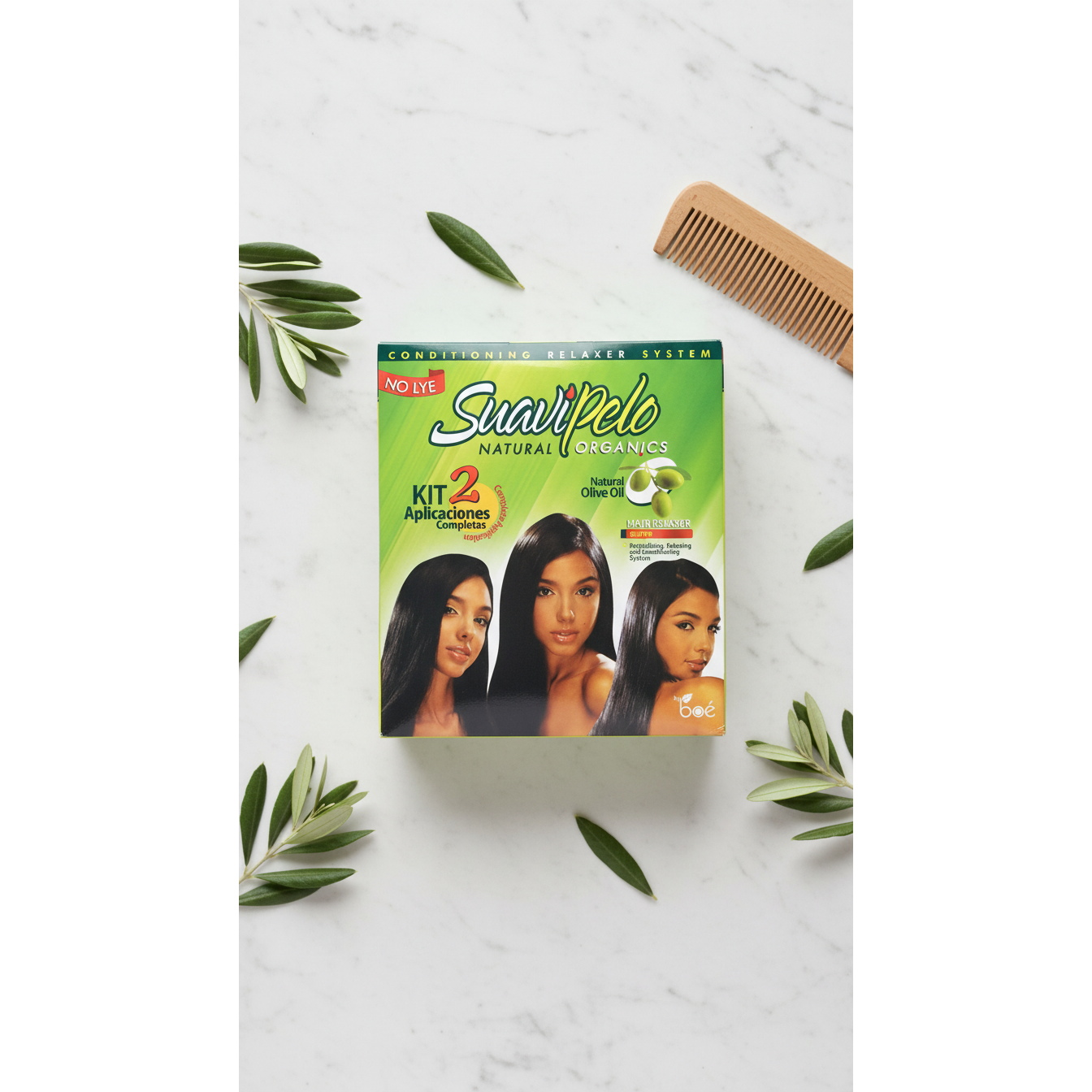 Suavipelo No-Lye Hair Relaxer Kit - Natural Organics Straightening System - 2 Application Kit