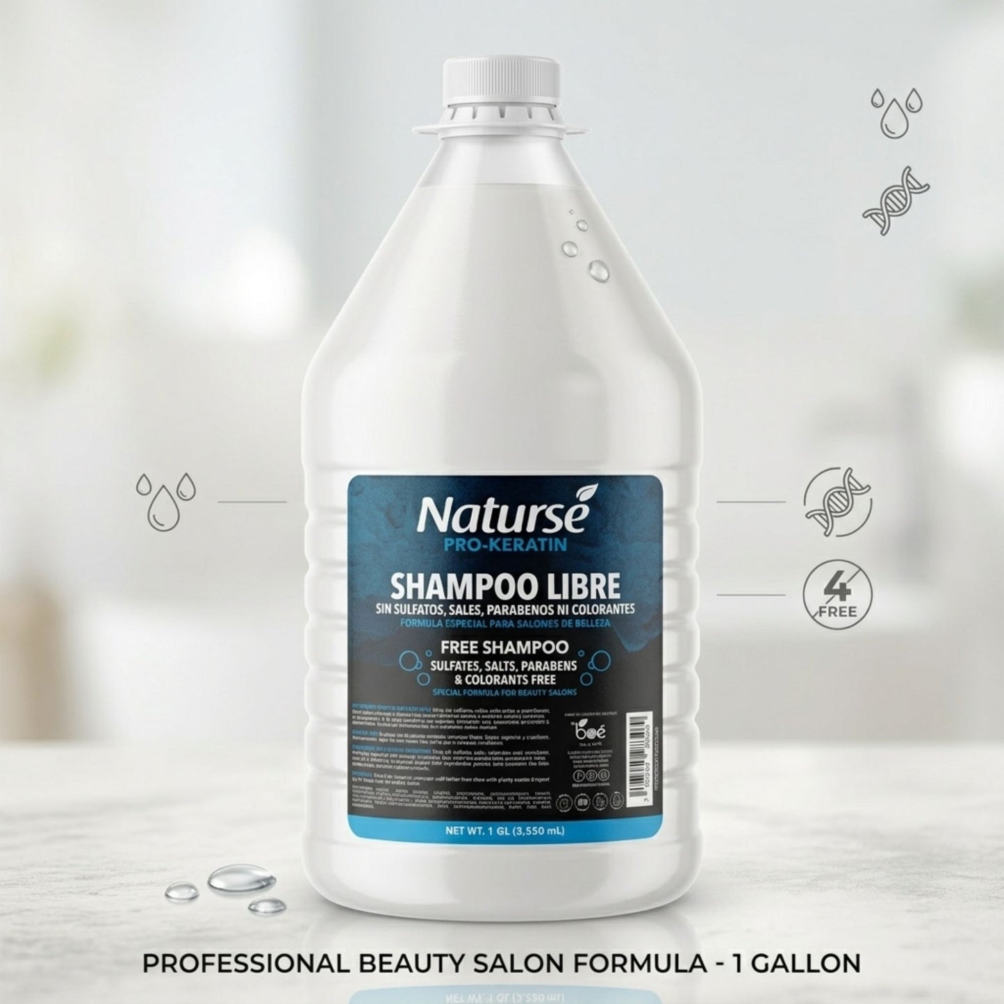 Sulfate Free Shampoo 1 Gallon - Bulk Pro-Keratin Gentle Cleanser by Naturse